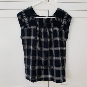 Eliot Black/White Window Pane Wool Blend Square Top Size Small